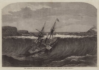 La ola del terremoto en St Thomas golpeando el Royal Mail Steam-Ship La Plata de Edwin Weedon